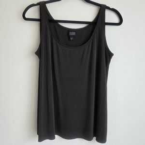 Eileen Fisher 100% Silk Top In Olive Green. (H4)